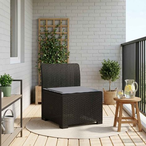 Canapé de jardin 1 place fauteuil d'extérieur aspect rotin PP Anthracite avec coussin - PANGIVO (1/5)