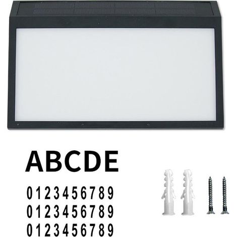 1 plaque de numéro de maison lumineux, à énergie solaire, LED blanc froid 6000K, étanche, dimensions 28x18,3 cm (1/5)
