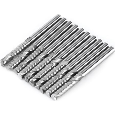 Fraises en spirale en carbure de tungstène, fraises à cannelure unique, mèches de routeur CNC, tige de 4mm, 10 pièces (1/4)