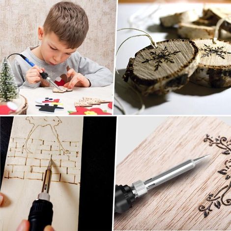 Fer à Souder 60W Kit, Fer a Pyrogravure Kit de Pyrogravure sur Bois, 200℃450℃ Température Réglable Souder Électrique, 37 en 1 Stylo de Graveur sur Bois pour Réparation Soudage Brasage Quotidiens (1/3)