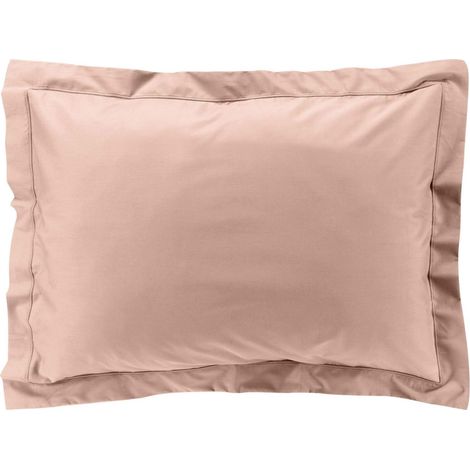 Taie d’oreiller volant plat – 50 x 70 cm – percale unie 78 fils – point bourdon – Nude