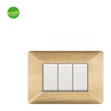 Placca da 3 moduli Easy Elettrocanali in plastica effetto legno di betulla