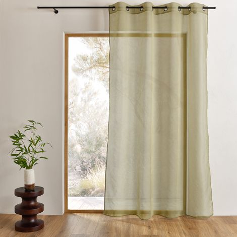 Voilage uni à oeillets grande largeur Vert Olive 160x240 cm