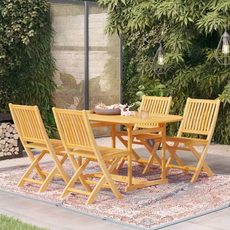 Ensemble Table et Chaise de Jardin Salon de jardin 5 pcs Bois de teck massif 73908 (1/5)