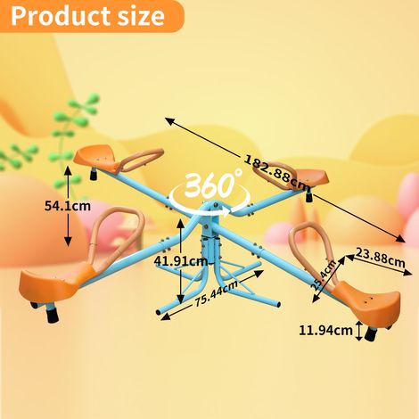 Bascule de 182,88 cm,bascule pour enfants pour quatre personnes,équipements de jeu en plein air/jardin/école,schéma antidérapant bleu et orange (1/5)