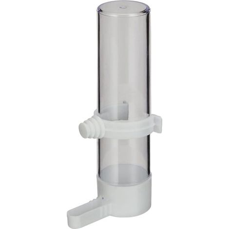 Abreuvoir pour oiseaux 1 unité Plastique transparent Distributeur d'eau Volière 15 cm Blanc (1/5)