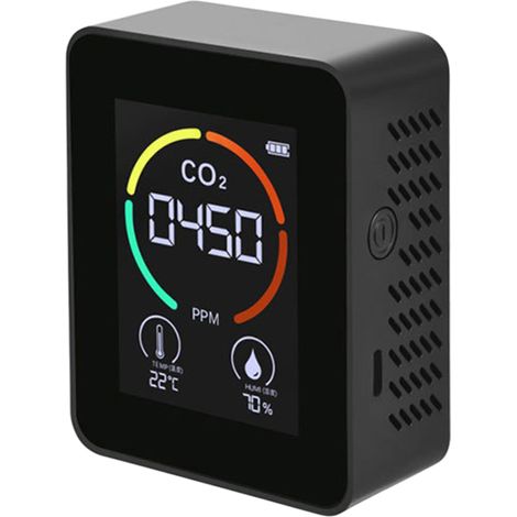Détecteur de CO2 infrarouge avec écran LCD rétroéclairé, analyseur de qualité d'air intérieur affichant température et humidité (1/5)
