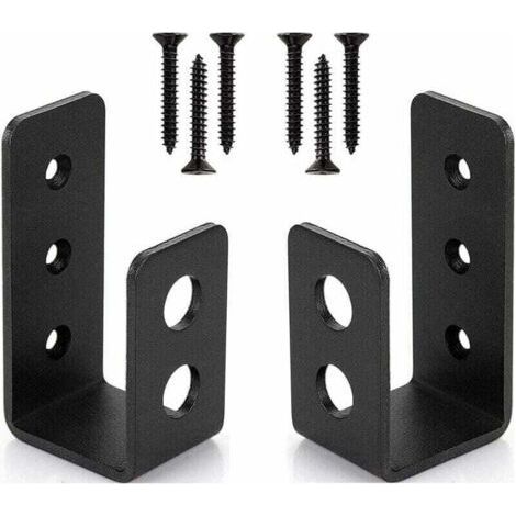 2 Pack Heavy Duty Steel Door Brackets for 2x4 Doors, XU, U-Shaped Security Bar - (1/4)