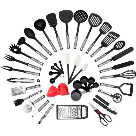 42-teiliges Küchenutensilien-Set aus Edelstahl, Küchenutensilien-Set aus Silikon, Küchenzubehör-Set (1/4)