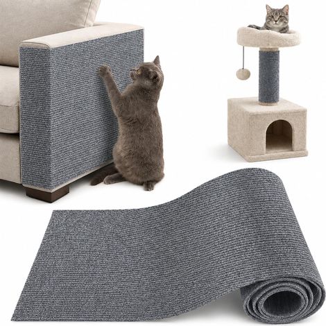 Tiragraffi per gatti da divano, protezione antigraffio per gatti 100 x 30 cm, tiragraffi per mobili, pareti, sisal e tappeti, facile da tagliare (grigio chiaro) (1/5)