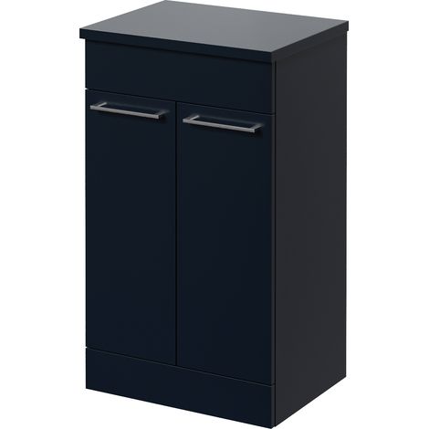 Napoli 390 Deep Blue 500mm 2 Door Vanity Unit for Countertop Basins - 500mm - Chrome 160mm Handle