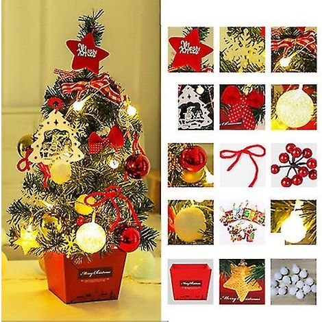 Petit sapin de Noël pré-illuminé, mini sapin recouvert de neige et décoré (1/5)