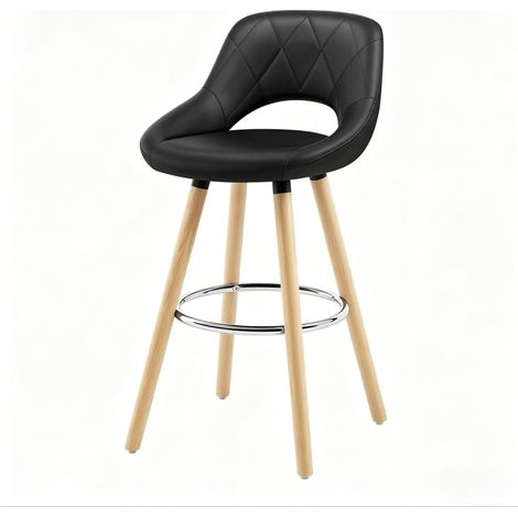 CHICFURN Taburete de bar 43x40x96 cm negro de polipiel y madera para cocina y bar (1/5)