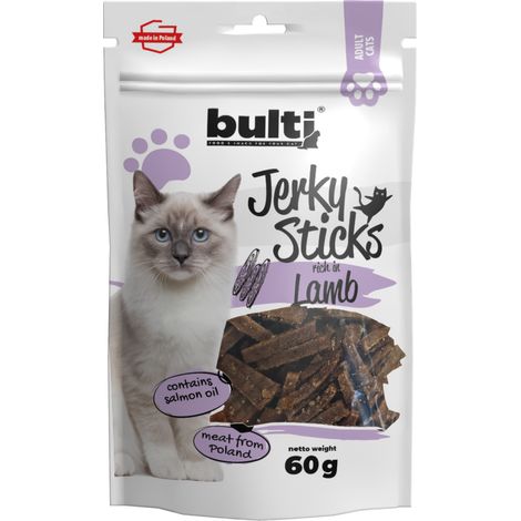 Palitos de carne seca BULTI, golosinas de cordero para gatos, 60 g (1/3)