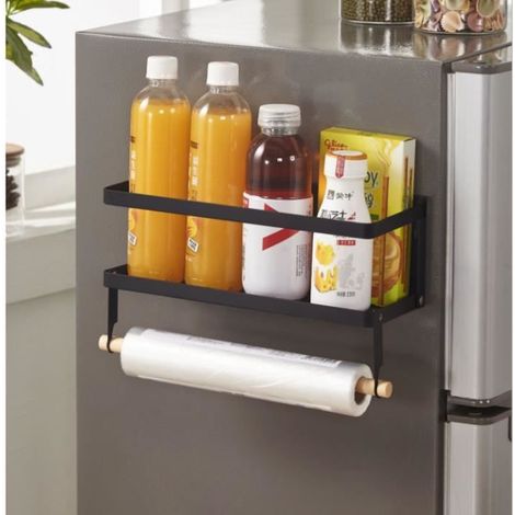 Rack porte-épices magnétique noir 32x11x17.8cm charge max 5kg (1/4)