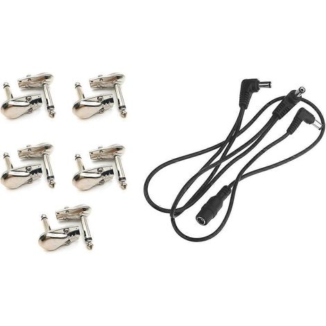 9-V-Netzkabel für Gitarreneffektpedale (5 Zoll) mit 6,35-mm-Winkelsteckern (1/4 Zoll), Typ TS Mono Flat Low – 10er-Pack (1/5)