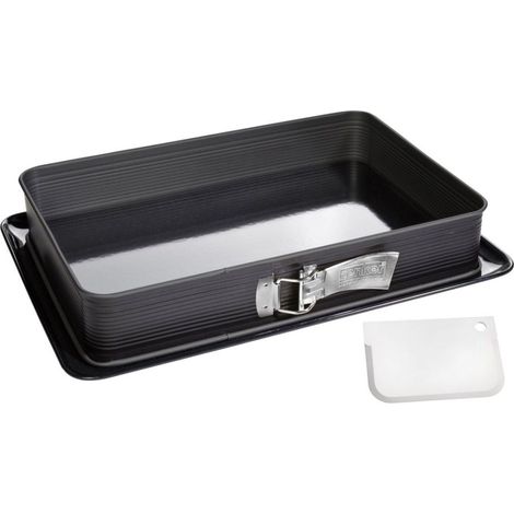 Moule à charnière rectangulaire en acier émaillé et sa spatule 42 x 29 cm Zenker Deluxe (1/5)