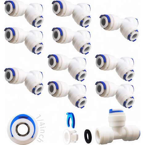 12 Pcs Accessoires De Filtre à Eau RO Raccord Buse 1/4 Pouces 90 Degree Right Angle Fast Docking pour Raccorder Les Raccords Tuyauterie d'eau, Tuyau de réfrigérateur Série 4 - (1/5)