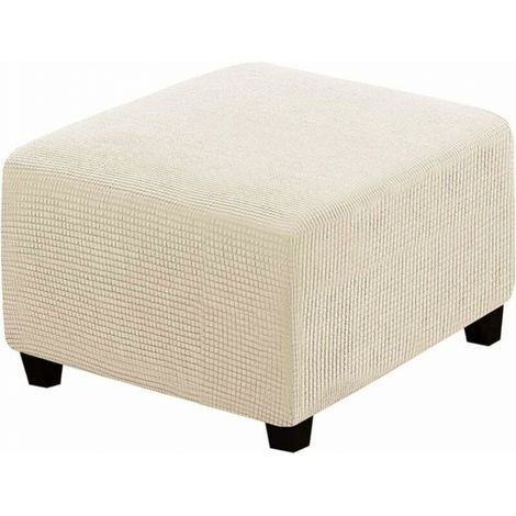 Elastischer quadratischer Hockerbezug für Aufbewahrungshocker und Fußstütze (beige) (1/5)
