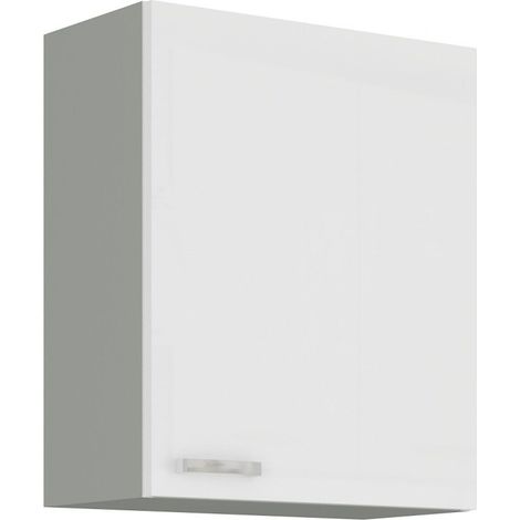 Küche Hängeschrank 60 Bianca Weiß Hochglanz + Grau Küchenzeile Küchenblock (1/4)