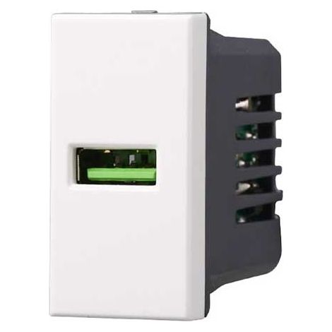 Chargeur USB Type-A compatible Bticino Axolute 5Vdc 2.1A couleur blanc Ettroit AB2401