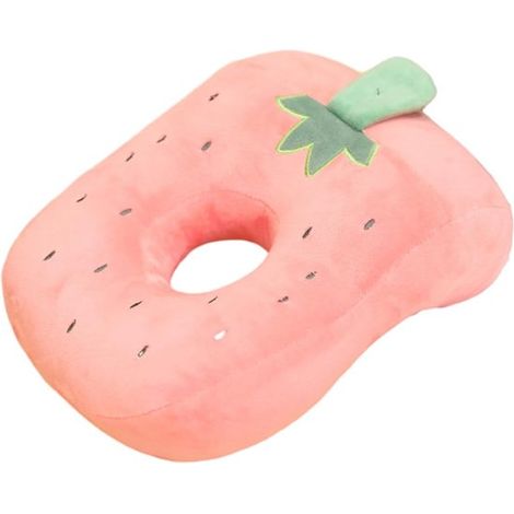 Almohada de oficina, hecha de algodón con espuma viscoelástica, un bonito cojín rosa con orificios para las orejas. (1/5)
