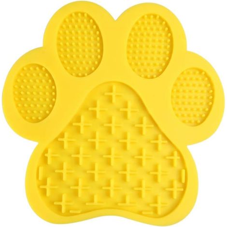 Hund lecken Matte Hund lecken Matte Hund lecken Pad mit Saugnapf unten, Anti-Choke Pet Bowl, Anti-Rotation Silikon Cat Bowl Gelb (1/5)
