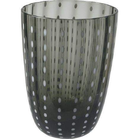 Bicchiere acqua 300 ml in vetro con pois e superficie ondulata Kalahari (1/4)