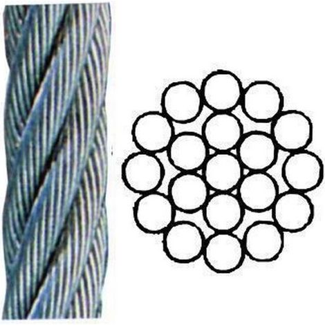 BLINKY 906004 Fune in Acciaio Zincato 19 Fili per Tesate Diametro 4 mm 100 Metri colore Acciaio