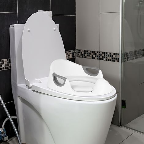 Réducteur de Toilette Rehausseur WC Enfant Siège d'entraînement de Toilette Pot Taille Bébé Anneau de toilette pour Enfant (Blanc) (1/5)