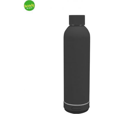 Borraccia Handy 500ml Inox304 Nero con Cassa Bluetooth e Luci LED