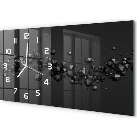 Horloge Murale Cuisine Moderne 60x30 cm Verre Silencieux Décoration Murale Abstraction 3D (1/5)