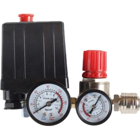 Pressostat - Compresseur D'air - 220 V - 90-120 PSI - Pour Atelier Et Industriel - Régulateur De Pression Avec Soupape De Sécurité (1/5)