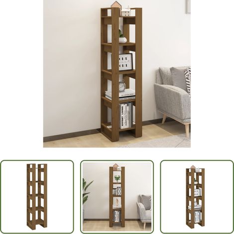 Étagère décorative - Bibliothèque/Séparateur de pièce Marron miel 41x35x160 cm Pin (1/5)