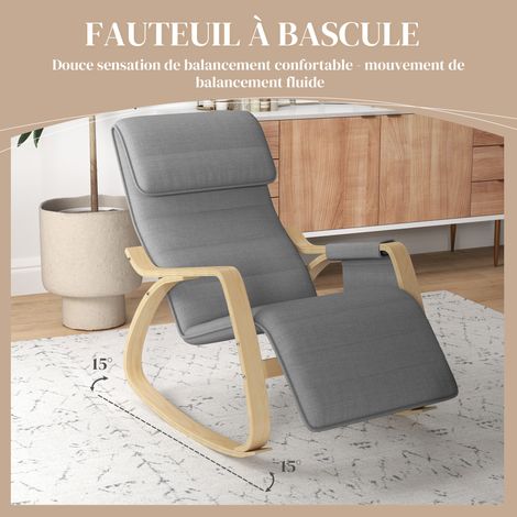 Fauteuil relax bascule allaitement repose-pieds réglable poche latérale appui-tête gris (1/5)