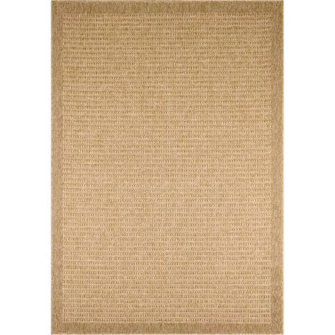 Alfombra interior/exterior efecto tela de yute beige (1/5)
