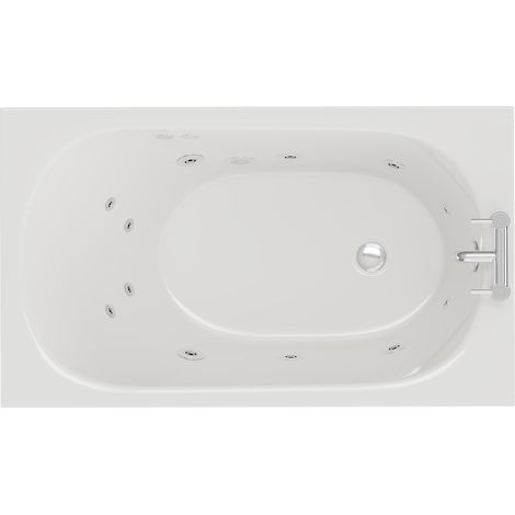 Compact 1200mm x 700mm 12 Jet Chrome Flat Jet Single Ended Whirlpool Bath (1/5)