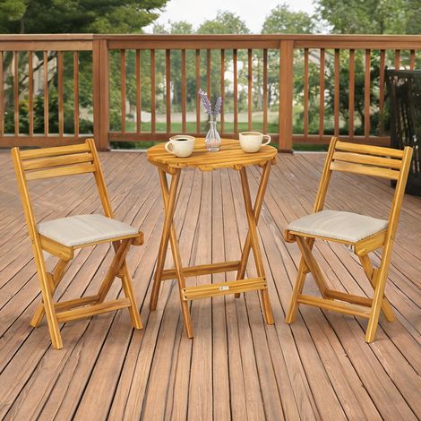 Table de jardin en bois d'acacia Polyester 60 x 60 x 75 cm (1/5)