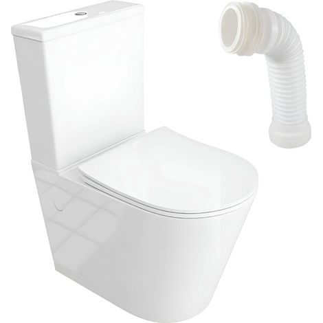 Lavita Neptun White WC à poser compact sans bride Pack WC compact complet 3/6l + connecteur WC