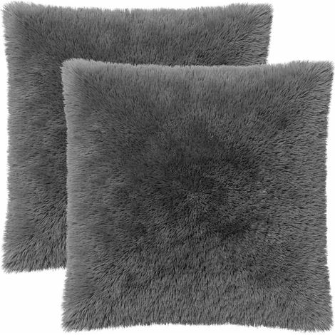 Housse de coussin 2 pcs HEERLEN Gris clair 80 x 80 cm Fleece PV vidaXL