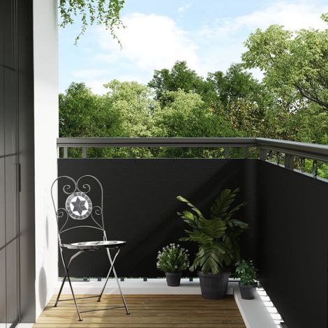 Toldo para balcón ratán sintético negro 1000x90 cm