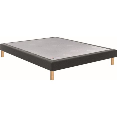 Sommier tapissier Epeda NOYER gris foncé 100x190 1 place, lattes en bois massif, renfort central dès 110 cm