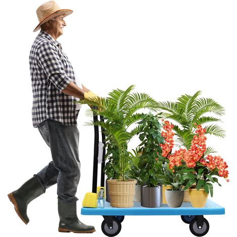 Klappbarer Plattformwagen mit einer Kapazität von 400 kg, klappbarer tragbarer Gepäckwagen für Gepäck, Personal, Reisen, Umzug und Büro (400 kg blau)