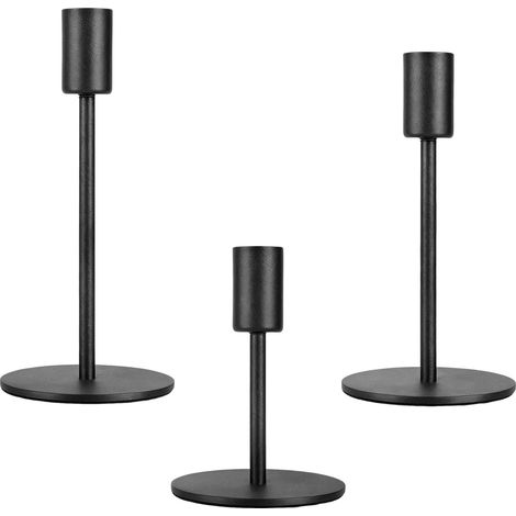 3 Pièces Bougeoir Métal Rétro pour Bougies, Bougie Cylindrique, Décoration de Table Élégante pour Mariage, Noël, Dîner, Maison et Anniversaire, Taille 8.5/14/16 cm (1/5)