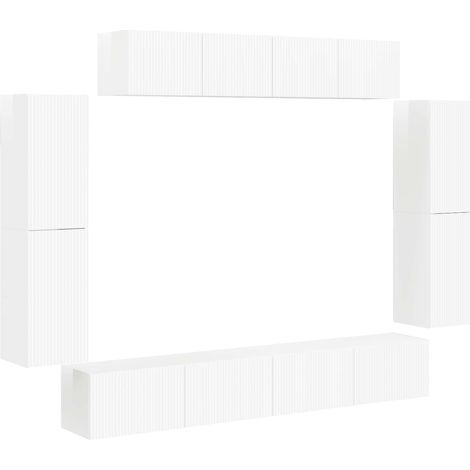 TV-Schränk 8 pcs Hochglanz Weiß vidaXL