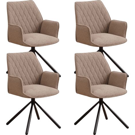 Set mit 4 drehbaren Novan Bouclé-Esszimmerstühlen in Taupe – um