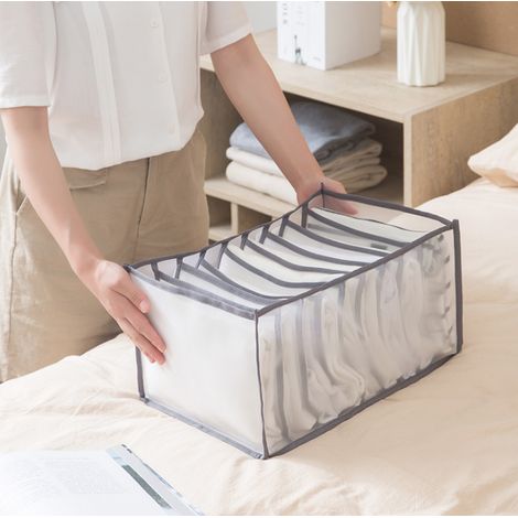 Kleiderschrank-Organizer mit 9 Fächern für T-Shirts – grau (1/2)
