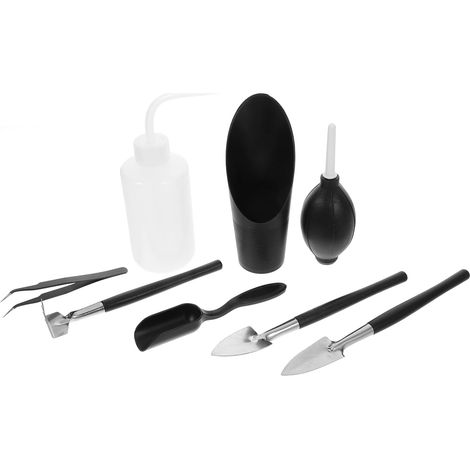 Kit de Plantation de Jardin 8 Pièces en PP et Fer pour Transplantation Arrosoir, Pelle et Râteau Inclus, Usage Jardinage et Bonsaï D’intérieur, Format Mini Pratique (1/5)