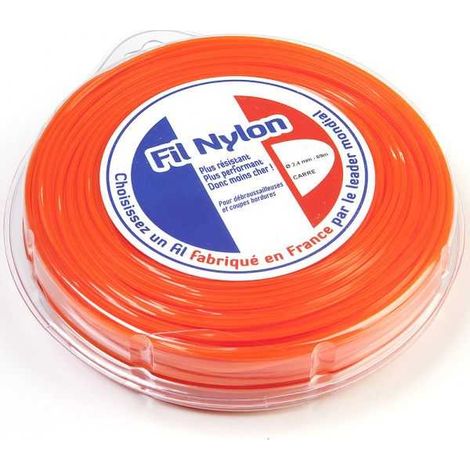 Fil nylon 2,4 mm x 69 m Carré Orange Blister (1/5)