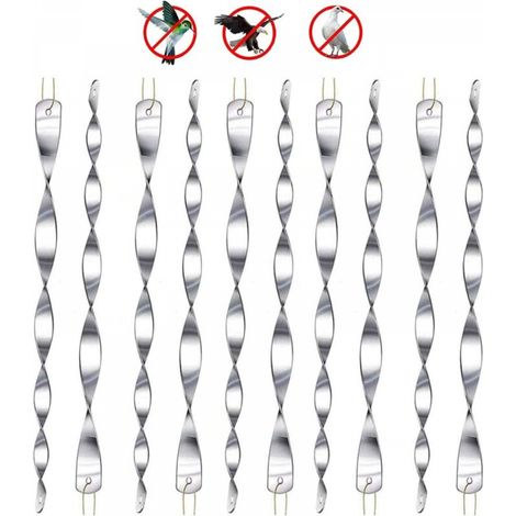 (Argent) 10 pièces répulsif pour oiseaux, répulsif réfléchissant pour oiseaux, 30cm spirale lumineuse réfléchissante 360 degrés pour balcons, arbres fruitiers, jardins potagers. (1/5)
